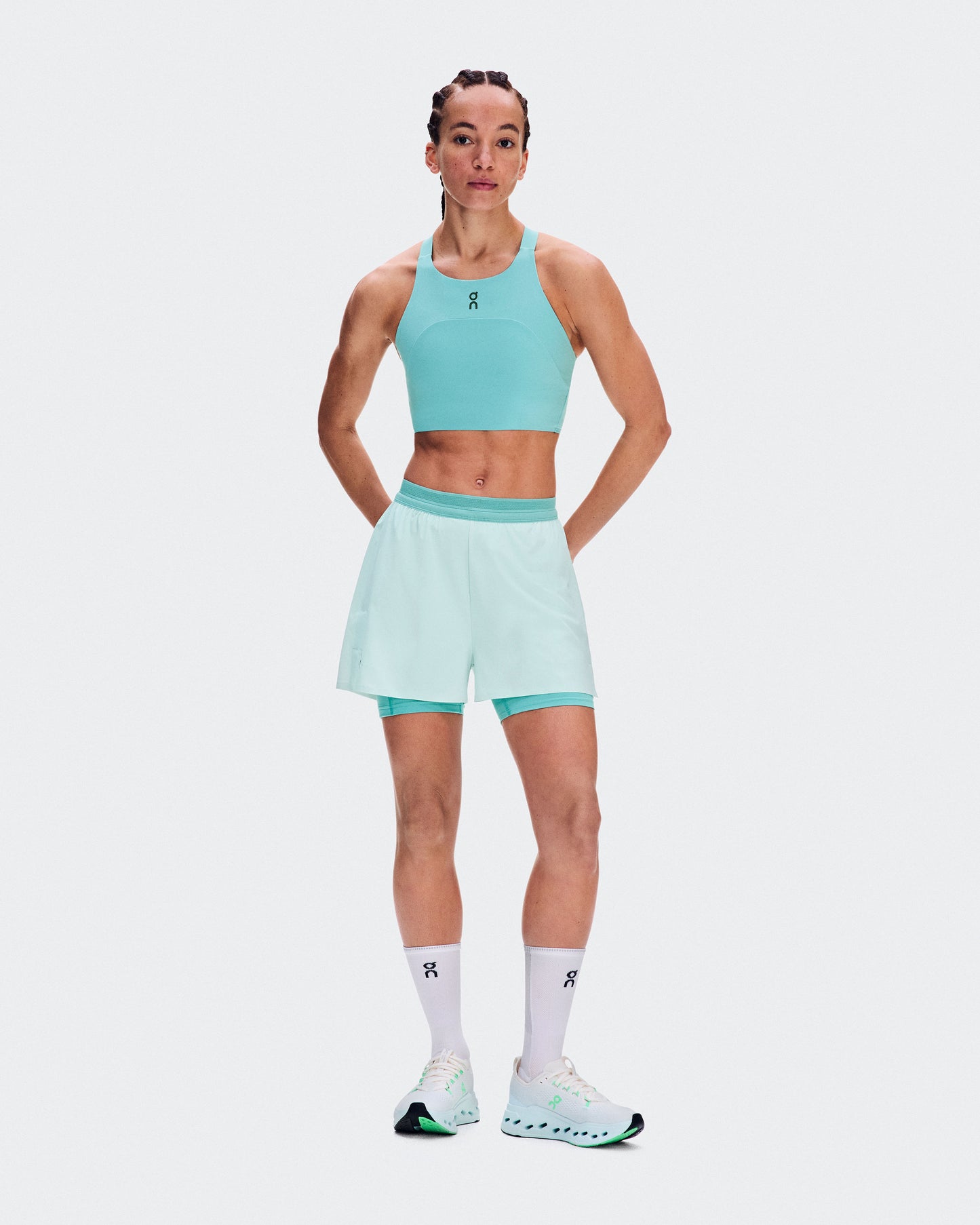 Women's 3" Performance 2/1 Shorts Flurry | Aquamarine - US 5056