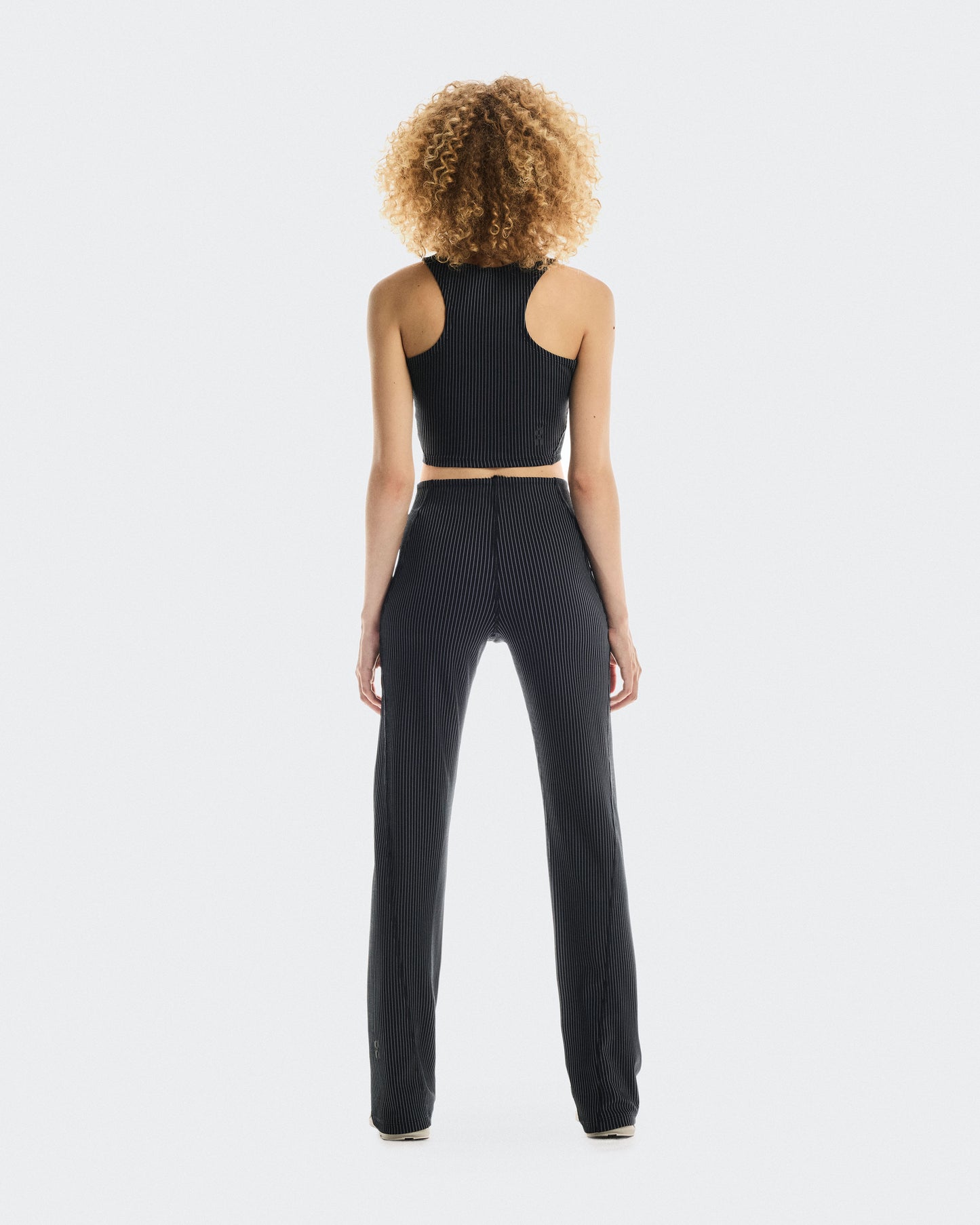 Women's All-Day Ribbed Crop Black | Rock - US 8662