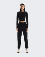 Women's Studio Long-T Crop Black - US 2291